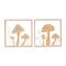 Brown Mushroom Cutouts with Carved Twisted Frames and White Floral Accents Set